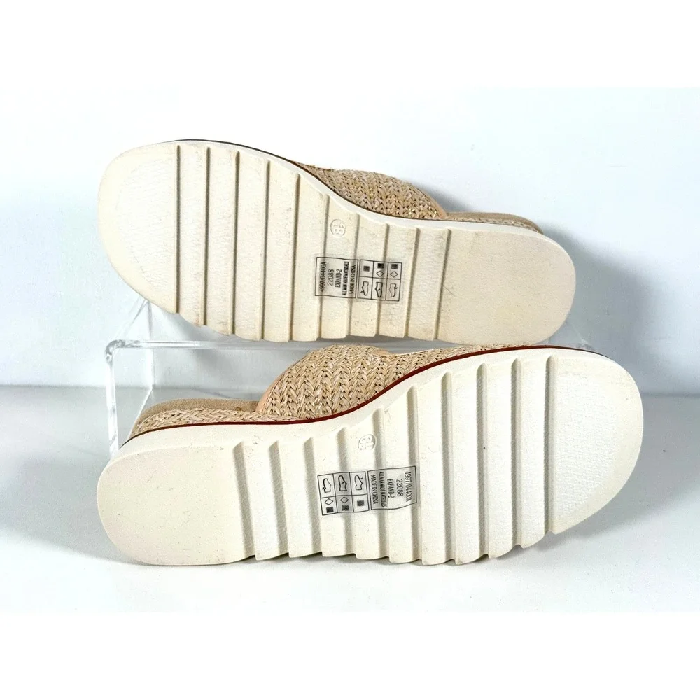 Pierre Dumas Expand 2 Gold Combo Wedge Slide Sandals New Sz 10 M